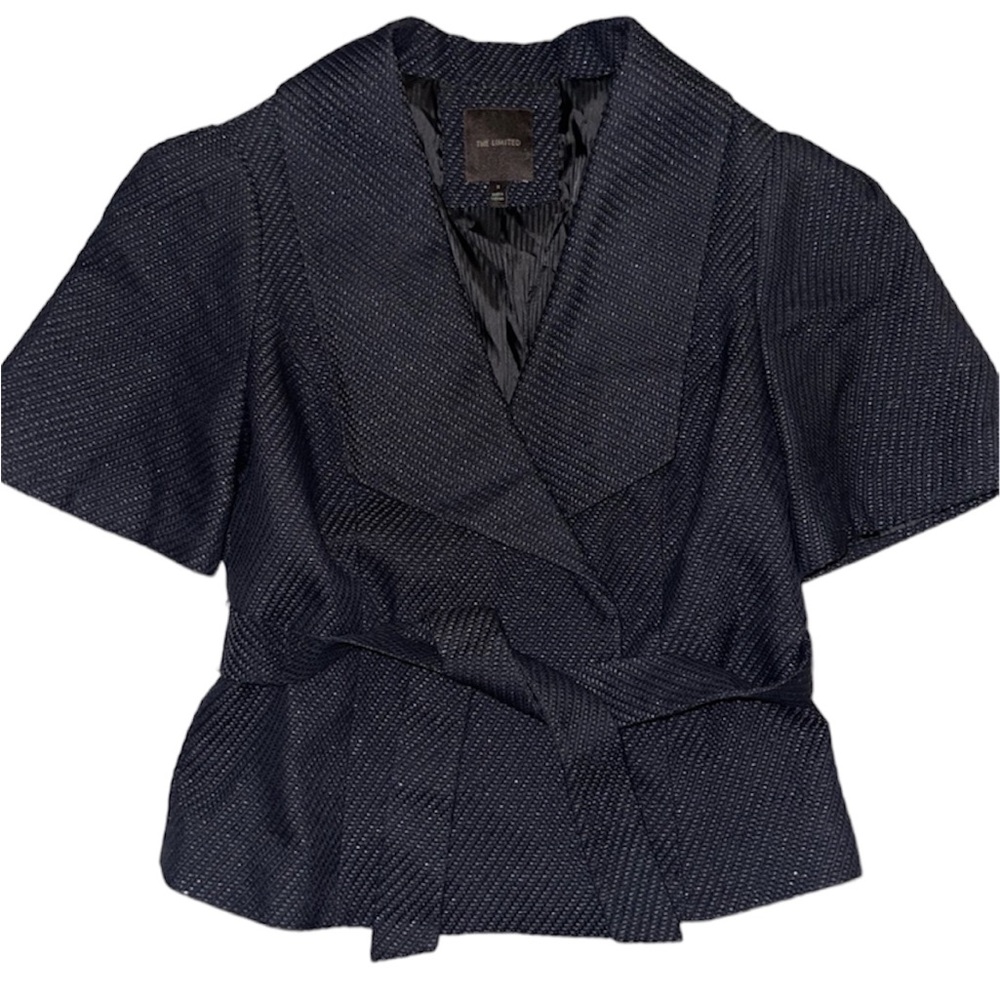 The Limited Belted Metallic Black Blazer